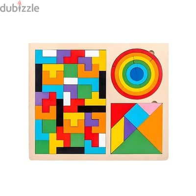 3 In 1 Wooden Colorful Block Puzzle