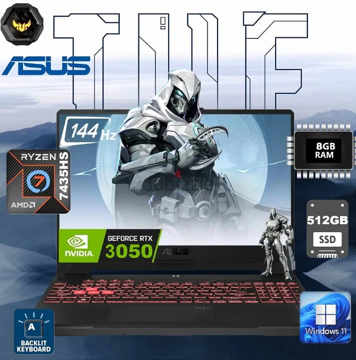 ASUS TUF Gaming A15 Ryzen 7 8gb/512gb, 4gb vga, 15.6 inch 144Hz 0