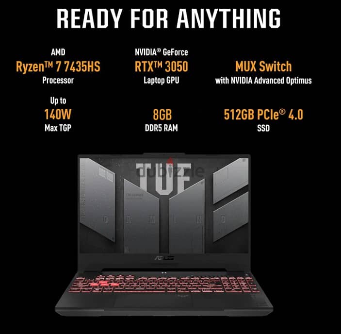 ASUS TUF Gaming A15 Ryzen 7 8gb/512gb, 4gb vga, 15.6 inch 144Hz 3