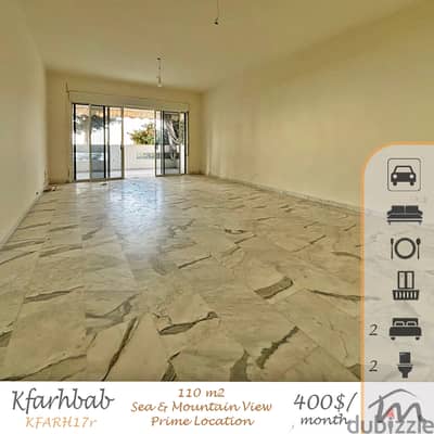 Kfarehbab | 120m² 2 Bedrooms Apartment | Prime Location | Open View