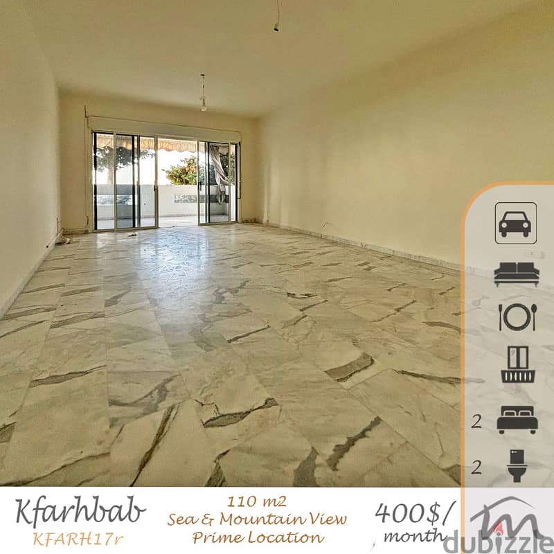 Kfarehbab | 120m² 2 Bedrooms Apartment | Prime Location | Open View 0