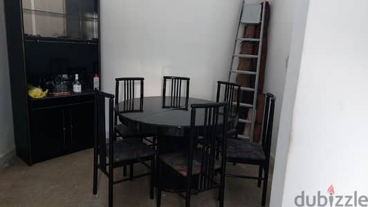 dining table + 6 chairs + cabinet