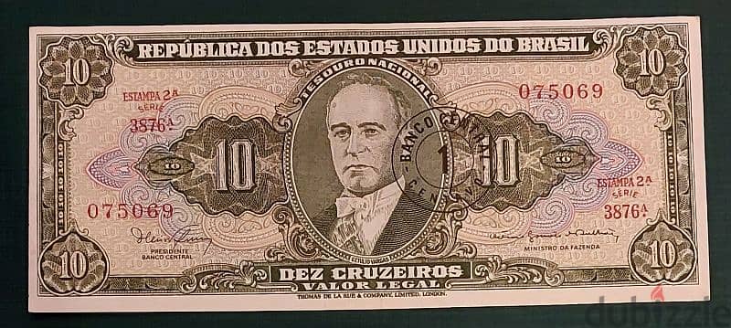 1961 Brazil 10 Cruzeiros. P-176a 1