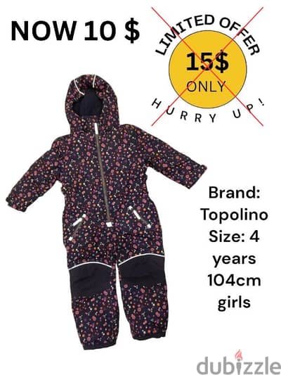 Topolino Kids Snow Suit Snow Apparel Snowboard Snow Pants clothes ski