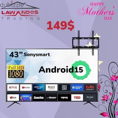 Led 43” SONYSMART smart ANDROID 15 مع ستاند