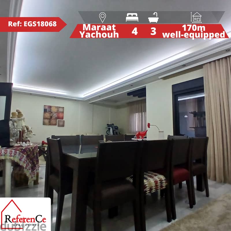 well-equipped apartment in Mazraat Yachouh شقة مجهزة في مزرعة يشوع 0