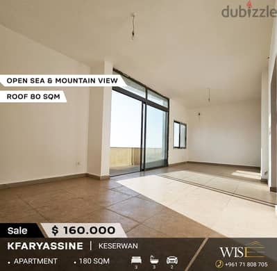 180 SQM Apartment with roof for SALE in Kfaryassine!