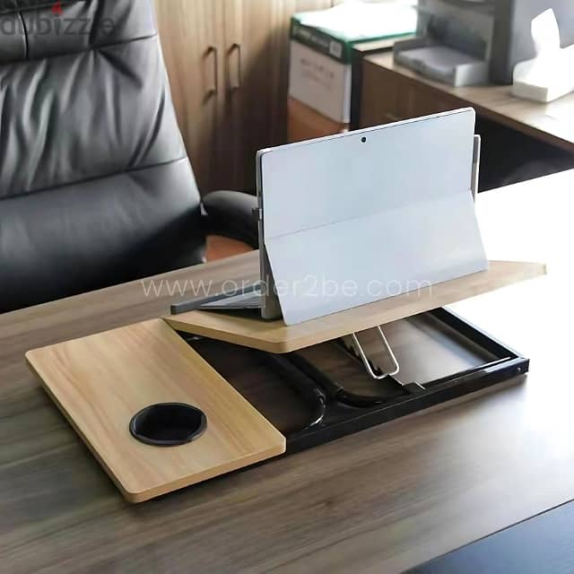 Wooden Adjustable Laptop Table – Foldable w/ 5 Angles & Cup Slot 1