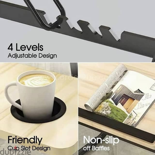 Wooden Adjustable Laptop Table – Foldable w/ 5 Angles & Cup Slot 5