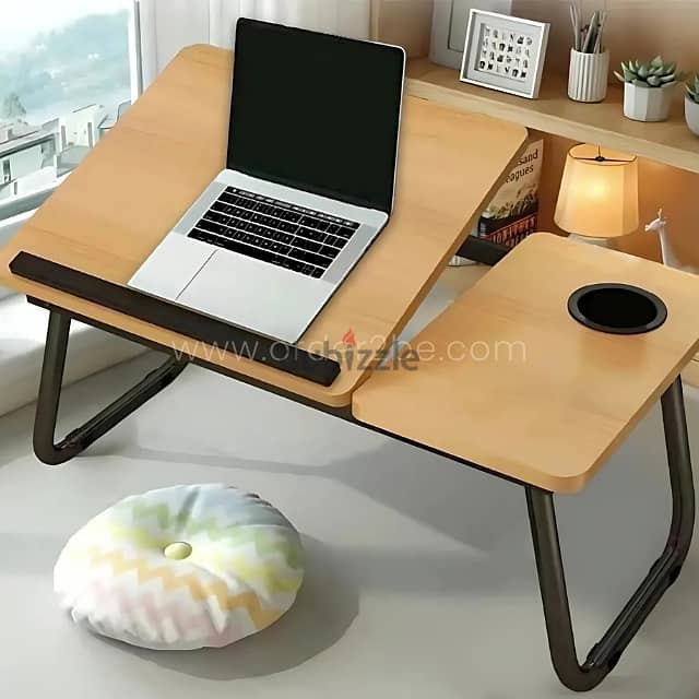 Wooden Adjustable Laptop Table – Foldable w/ 5 Angles & Cup Slot 6