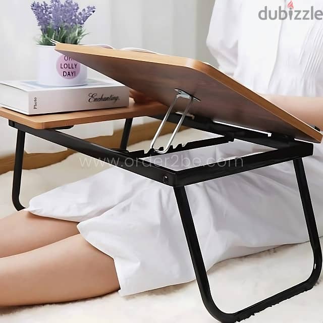 Wooden Adjustable Laptop Table – Foldable w/ 5 Angles & Cup Slot 7