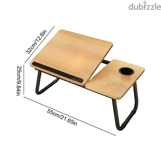 Wooden Adjustable Laptop Table – Foldable w/ 5 Angles & Cup Slot 10