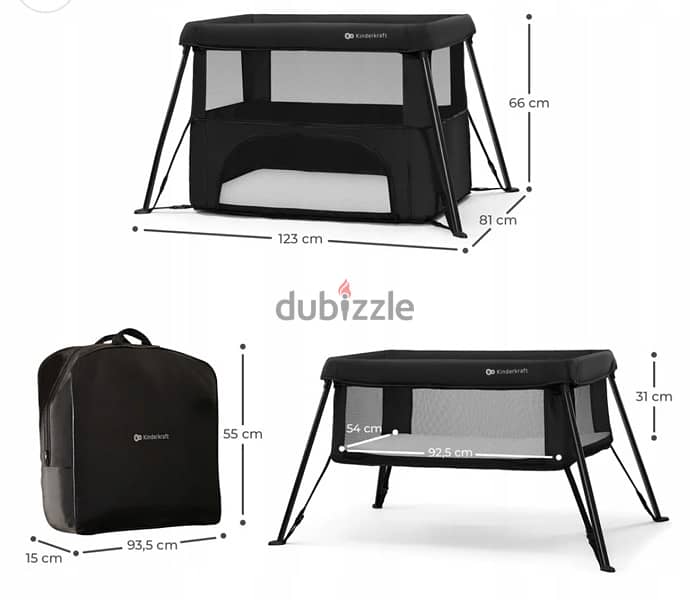 Baby Park / Bassinet - Kinderkraft Cami Travel Cot Black 1