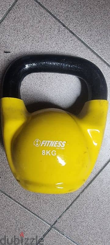 20 kilo  free weight and x bar and ez bar new and kettle bell 8 kilo 3