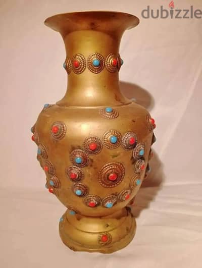 old spain vase copper with stones