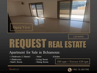 Apartment with Terrace for Sale in Bchamoun شقة + تراس للبيع في بشامون