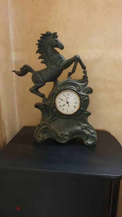 old italian  horse clock bronze