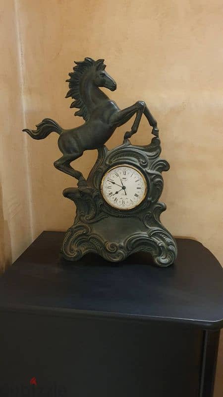 old italian  horse clock bronze 0