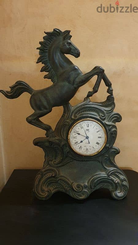 old italian  horse clock bronze 1