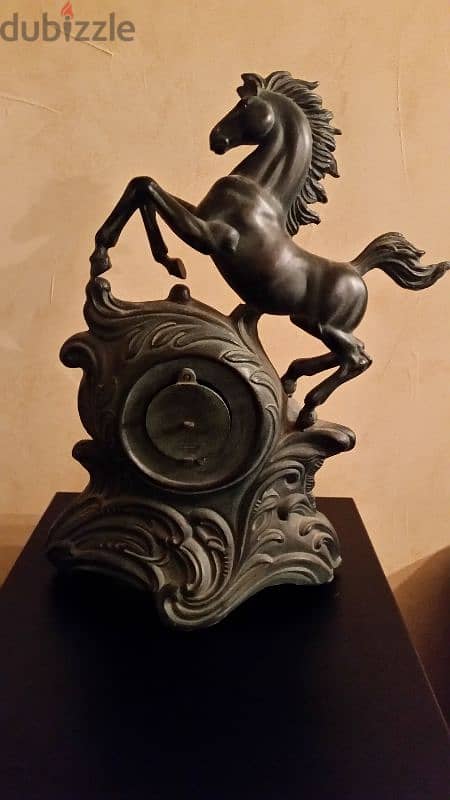 old italian  horse clock bronze 3