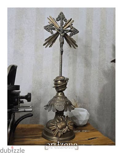 Antique Religious Brass Crucifix Cross