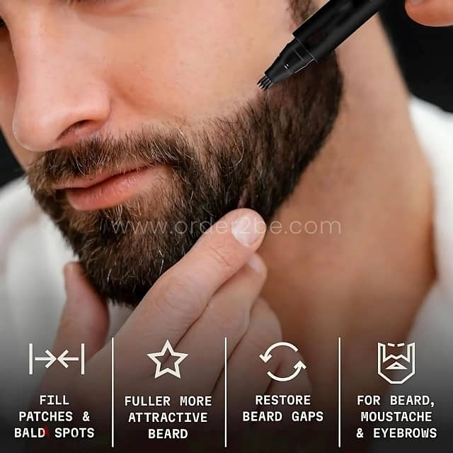 Waterproof Beard Filler Pen w/ Brush – Natural Black/Brown Finish 2