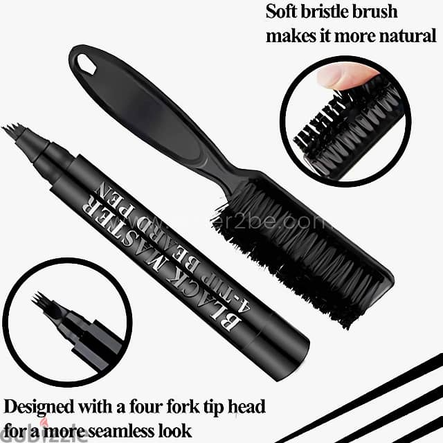 Waterproof Beard Filler Pen w/ Brush – Natural Black/Brown Finish 6