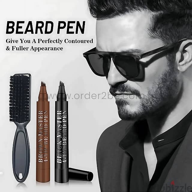 Waterproof Beard Filler Pen w/ Brush – Natural Black/Brown Finish 7