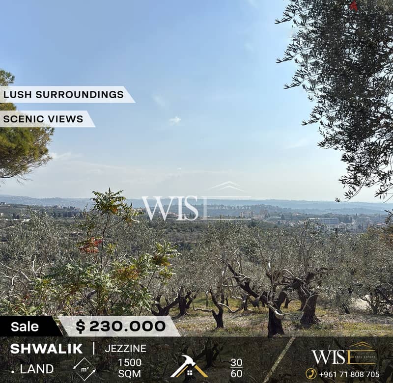  Prime 1500 SQM Land for SALE in Shwalik - Jezzine ! 0