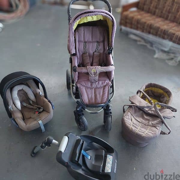 Full set stroller, basinet, car seat, and iso fix base 0