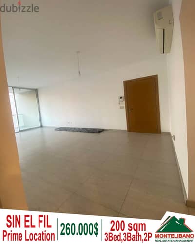 200 ssqm prime location apartment for sale in Sin el Fil