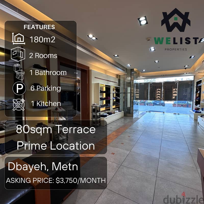 180 sqm Shop for rent in Dbayeh   REF: EA25MSHD1803750 0