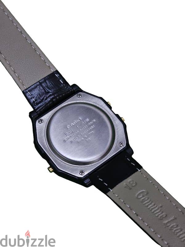 Custom Casio F91-W with Crocodile Black Leather 1