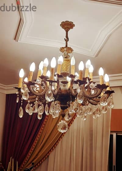 3 big Vintage brass chandeliers+ 2 small