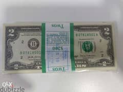 2 dollars banknotes 100 bills 0