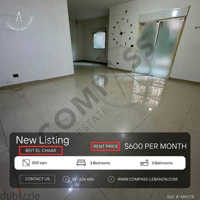 Apartment for Rent in Beit El Chaar