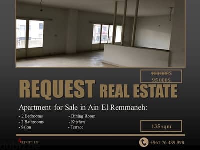 Apartment for Sale in Ain El Remmaneh شقة للبيع في عين الرمانة