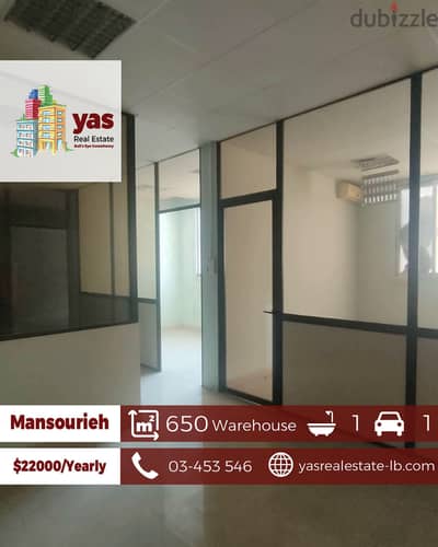 Mansourieh 650m2 | Warehouse | Rent | Easy Access | AA WA |