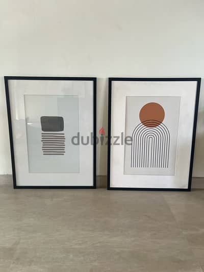 Two large abstract framed prints