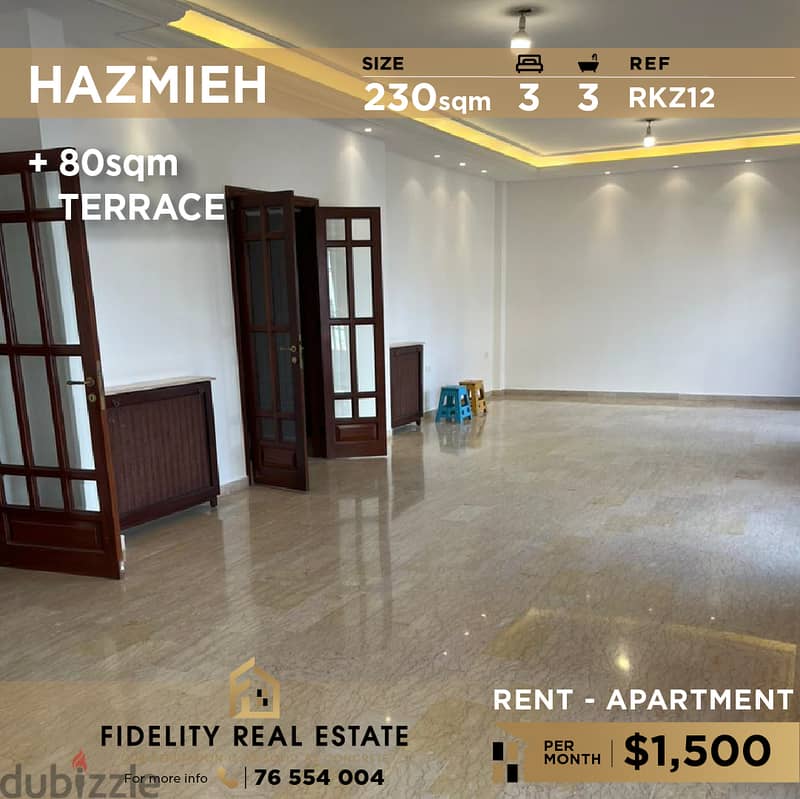 Apartment for rent in Hazmieh RKZ12 شقة للإيجار في الحازمية 0