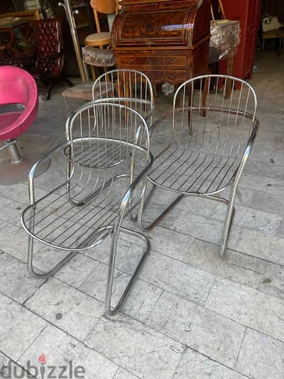 كراسي كروم عدد3 تصميم السبعينات روعة vintage chair crome 1970 سعر لقطة