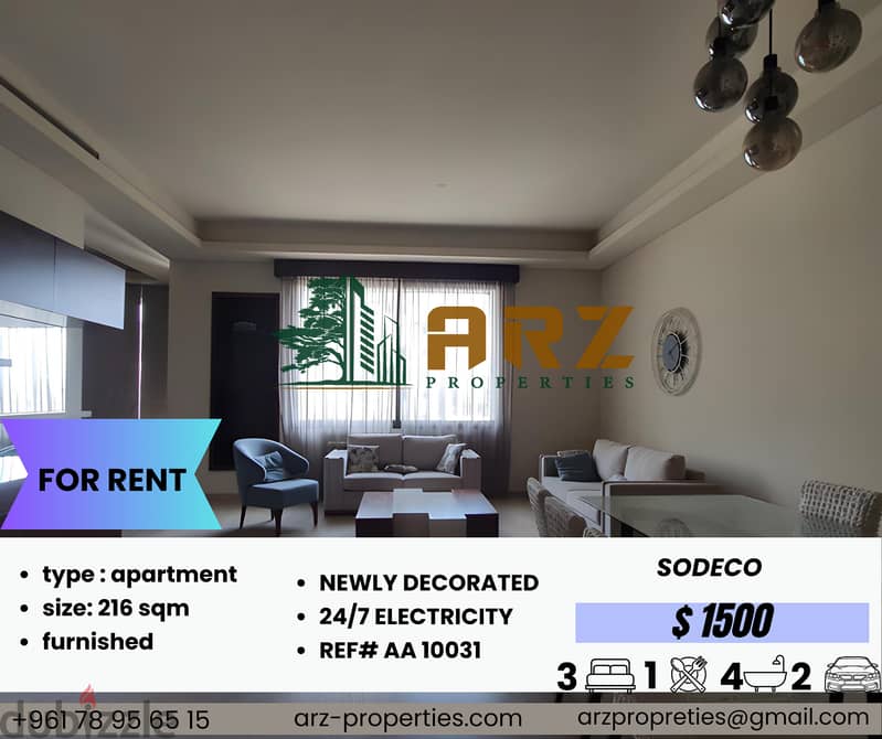 216 SQM Apartment For Rent in Sodeco 0