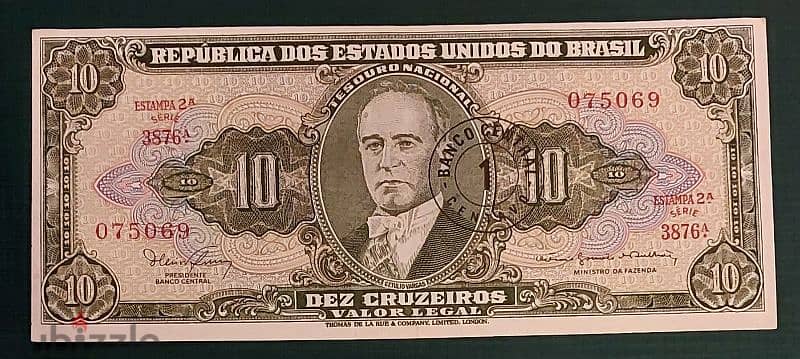 1961 Brasil 10 Cruzeiros P. 167a 2