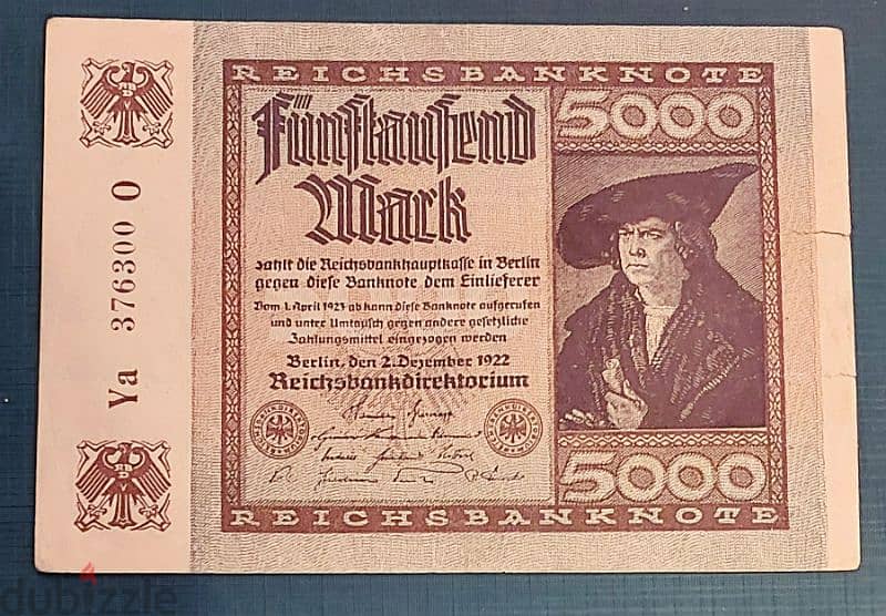 1922 Germany weimar Government 5000 mark 0