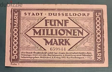 1923 Germany 5 Million Mark weimar Government