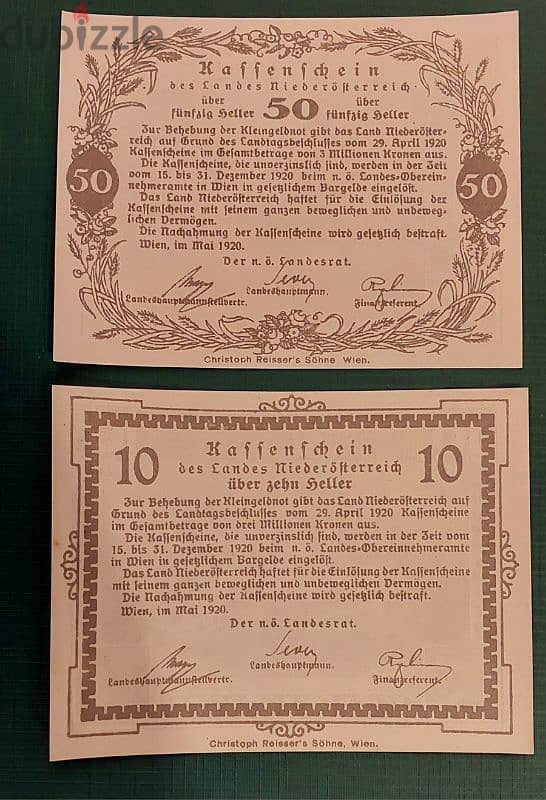 1920 Austria two old banknotes 1