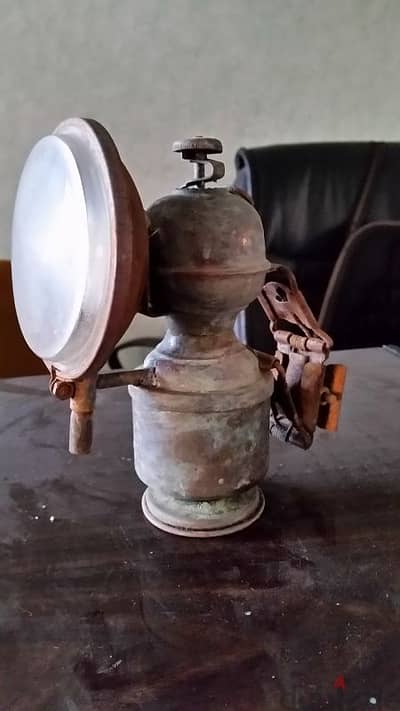 antique 1930 carbide iron miller king of road lamp