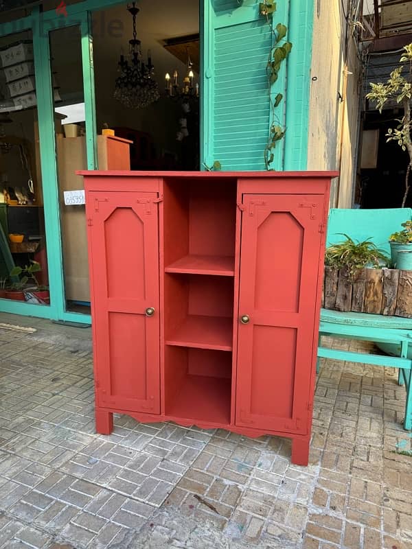 wood red cabinet 0