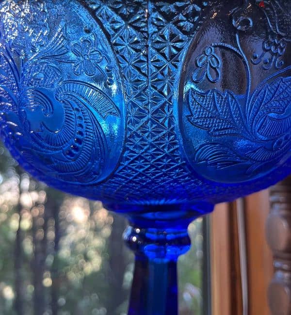 finland vintage glass bowl blue 1960 fruit cobalt 1