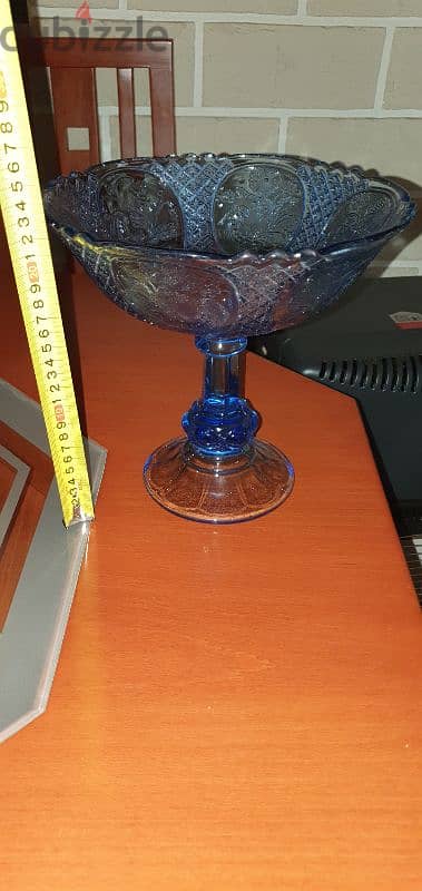 finland vintage glass bowl blue 1960 fruit cobalt 4